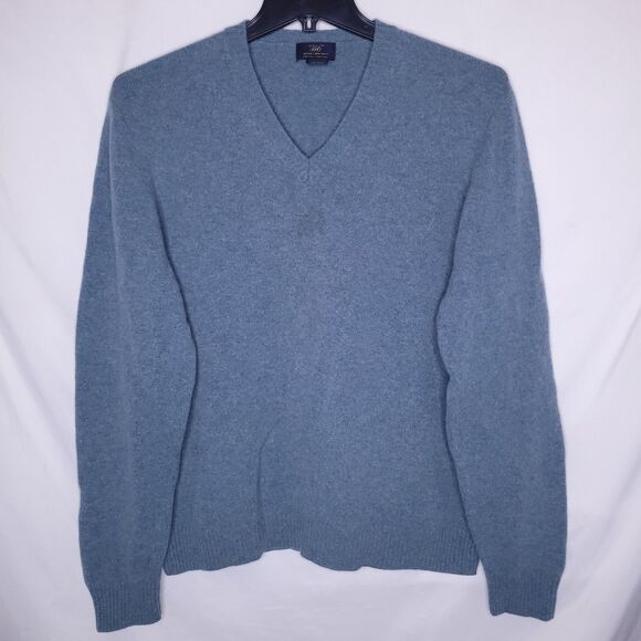 Brooks Brothers Lambswool Sweater Mens XL Blue Scottish V Neck 346 - Picture 1 of 11